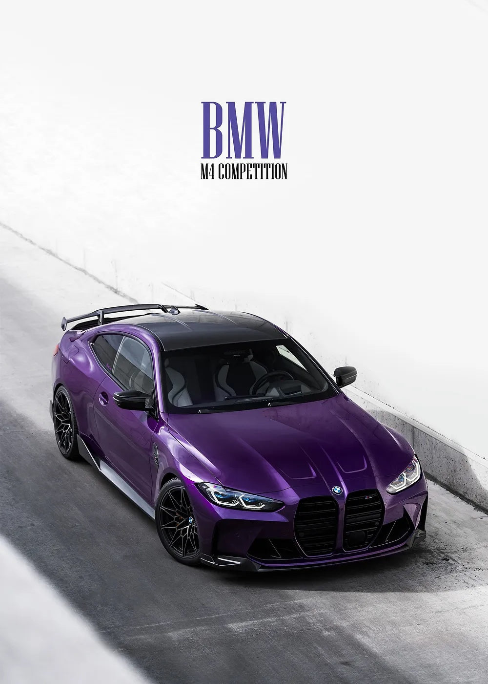 BMW M4 Competition Purple metal poster artwork